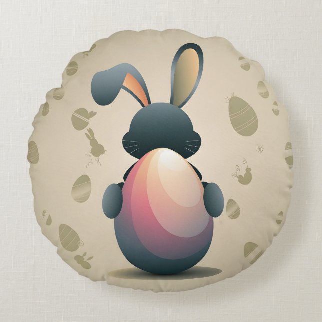 Minimalist Easter Elegance Round Cushion (Front)