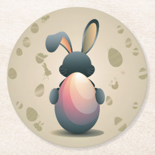 Minimalist Easter Elegance Round Paper Coaster