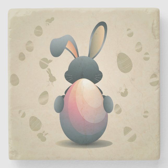 Minimalist Easter Elegance Stone Coaster (Front)