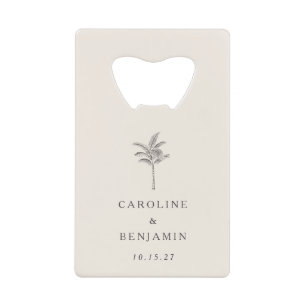 Minimalist Ecru Palm Tree Line Art Custom Wedding