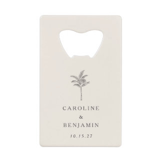 Minimalist Ecru Palm Tree Line Art Custom Wedding