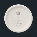 Minimalist Ecru Palm Tree Line Art Custom Wedding Paper Plate<br><div class="desc">Minimalist Ecru Palm Tree Line Art Elegant Custom Wedding Paper Plates</div>