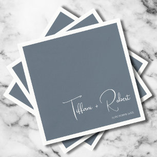 Minimalist Editable Colour Dusty Blue Wedding Napkin