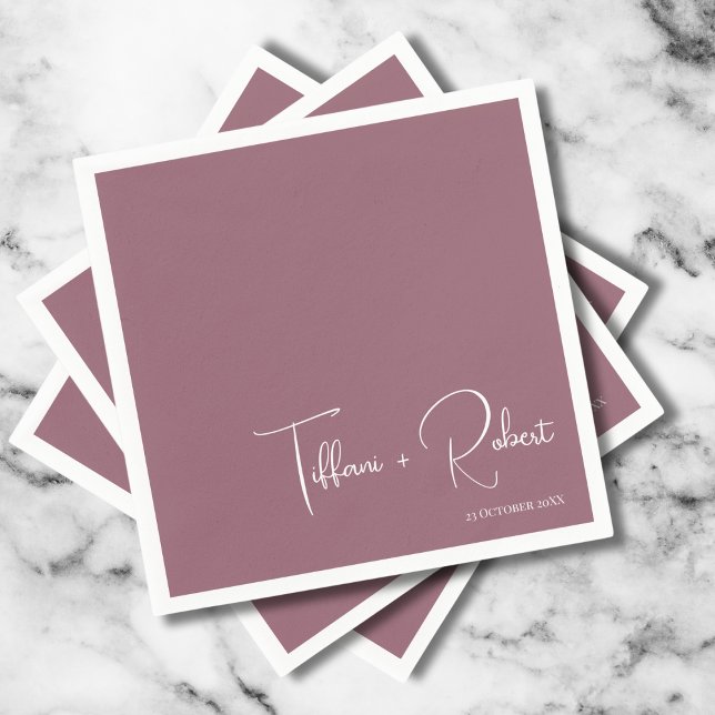 Minimalist Editable Colour Dusty Pink Wedding  Napkin (Creator Uploaded)