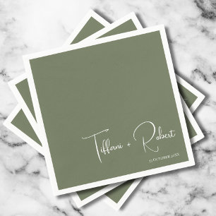 Minimalist Editable Colour Green Wedding Napkin
