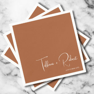 Minimalist Editable Colour Terracotta Wedding Napkin