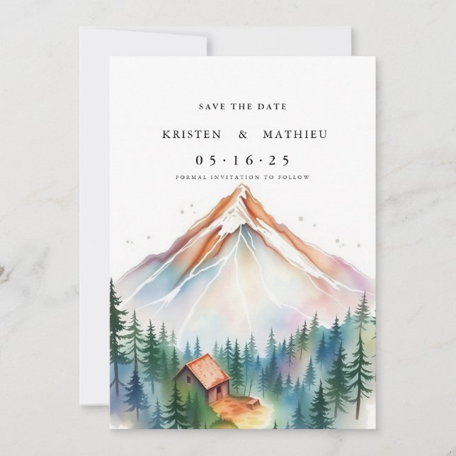 Minimalist Editable Mountain Save The Date (Front)