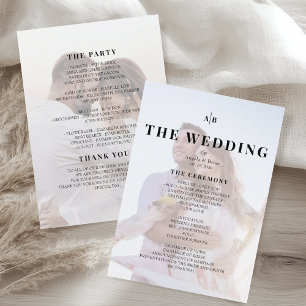 Minimalist Editorial Ivory Photo Wedding Program