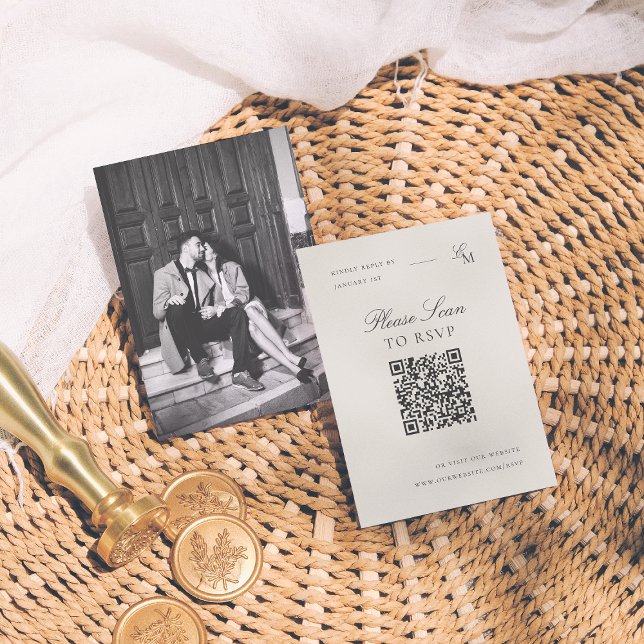 Minimalist Editorial Photo QR Code Wedding RSVP Enclosure Card (Creator Uploaded)