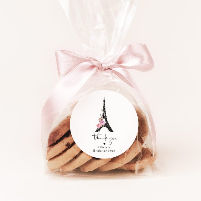 Minimalist eiffel tower paris theme bridal shower classic round sticker (Creator Uploaded)