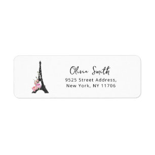 Minimalist Eiffel tower Paris theme return Address Return Address Label