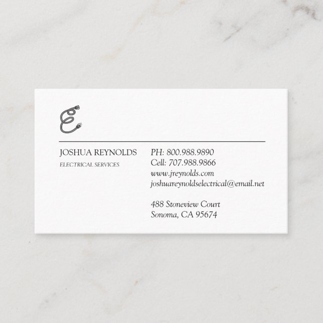 Minimalist Electrician Business Card (Front)