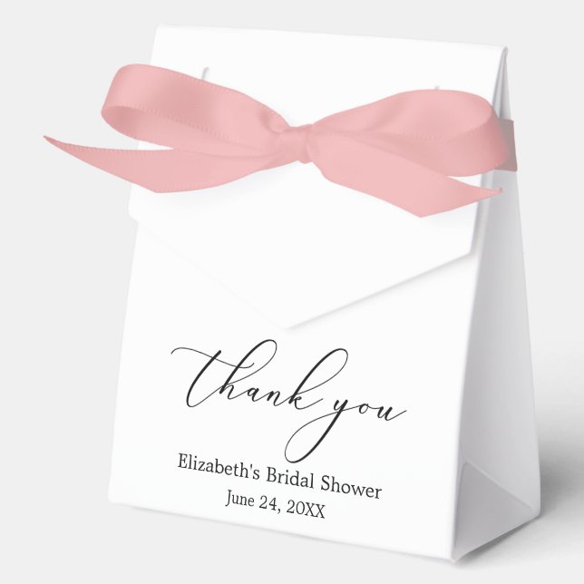 Minimalist Elegance Calligraphy Bridal Shower Bow Favour Box (Front)
