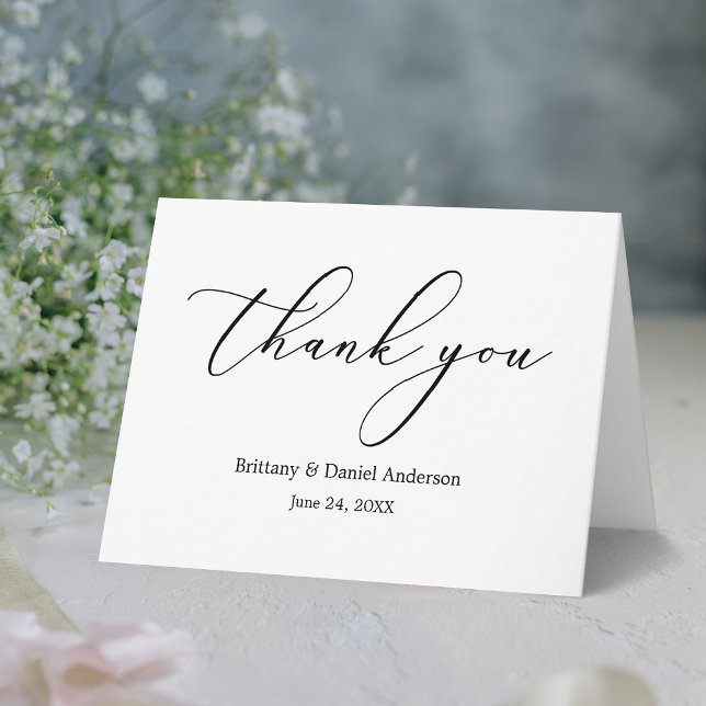 Minimalist Elegance Calligraphy Note Thank You Card (Customize to add text or photos inside of card.)