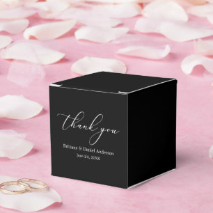 Minimalist Elegance Calligraphy Wedding Black Favour Box