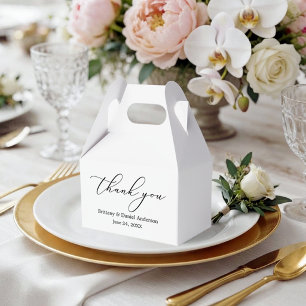 Minimalist Elegance Calligraphy Wedding Gable Favour Box
