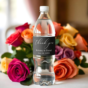 Minimalist Elegance Calligraphy Wedding Water Bottle Label