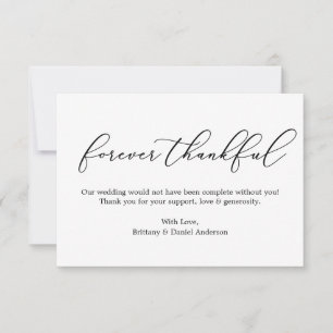 Minimalist Elegance Forever Thankful Calligraphy Thank You Card