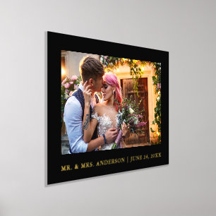 Minimalist Elegance Wedding Photo Black and Gold Foil Prints