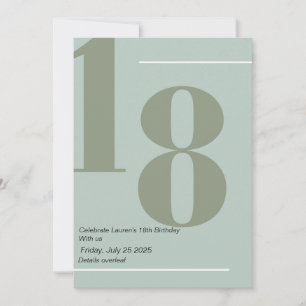 Minimalist, Elegant 18th Invitation 