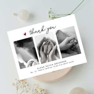 Minimalist Elegant 3 Photos Thank You Baby Shower