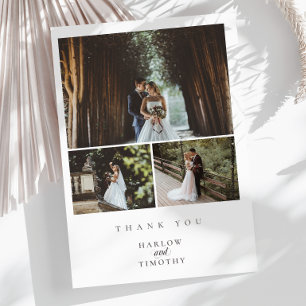 Minimalist Elegant 4 Photo Wedding Thank You Card