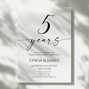 Minimalist Elegant 5th Wedding Anniversary Invitation