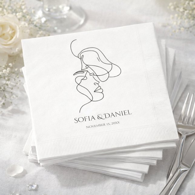 Minimalist  Elegant Artistic Linnear Wedding Napkin (Creator Uploaded)