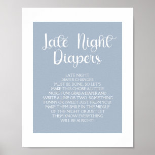 Minimalist Elegant Baby Shower Blue Diaper Raffle Poster