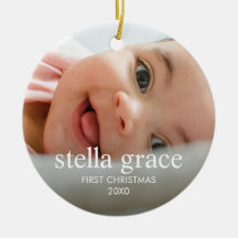 Minimalist Elegant Babys First Christmas Photo