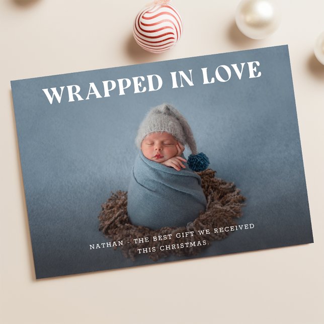 Minimalist Elegant Babys First Christmas Photo Holiday Card (Creator Uploaded)
