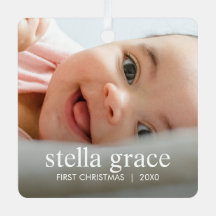 Minimalist Elegant Baby's First Christmas Photo