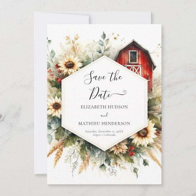 Minimalist Elegant Barnyard Wedding Save The Date (Front)
