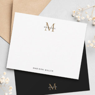 Minimalist Elegant Basic Black and Gold Monogram Card