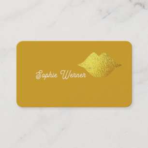 Minimalist Elegant Beauty Gold Lips Dusty Mustard Business Card