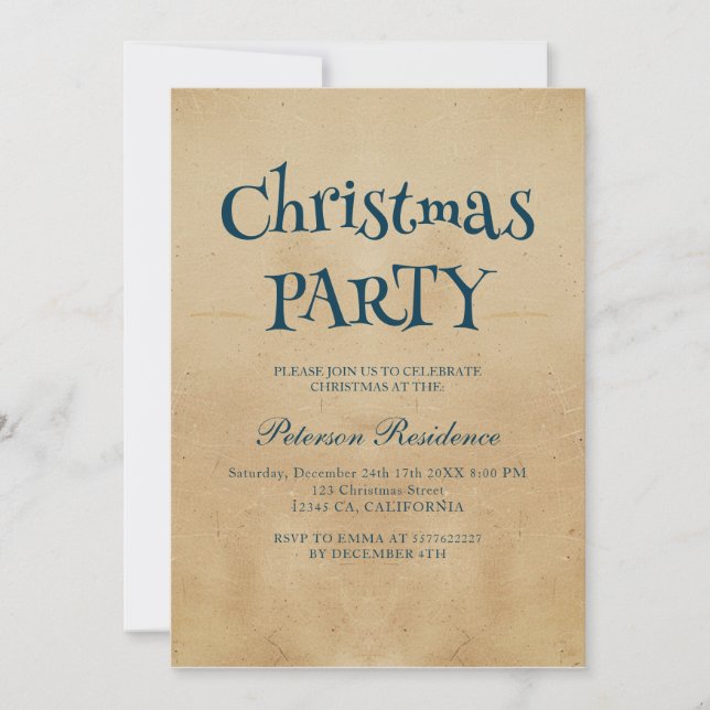 Minimalist Elegant Beige Christmas Party  Invitation (Front)