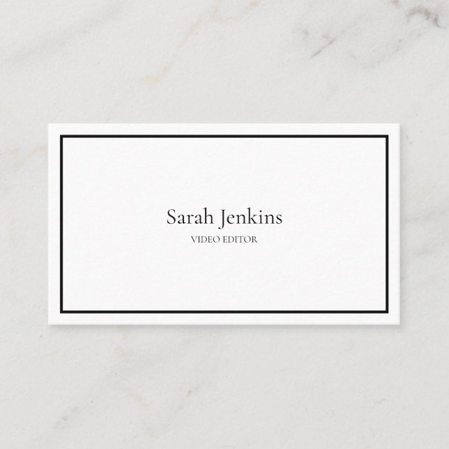 Minimalist Elegant Black and White Business Card (Front)
