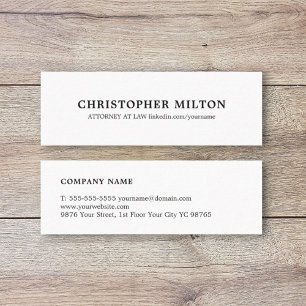 Minimalist Elegant Black and White Consultant Mini Business Card