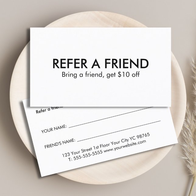 Minimalist Elegant Black and White Referral Card (Creator Uploaded)