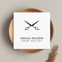 Minimalist Elegant Black and White Scissors Hair