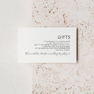 Minimalist Elegant Black and White Wedding Gifts Enclosure Card