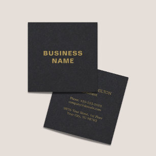 Minimalist Elegant Black Faux Gold Consultant Square Business Card