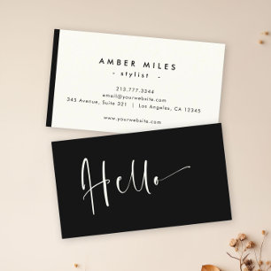 Minimalist Elegant Black Ivory Chic Stylish Hello Business Card