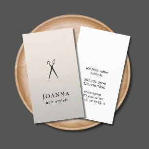 Minimalist Elegant Black Scissors Hair Stylist Business Card