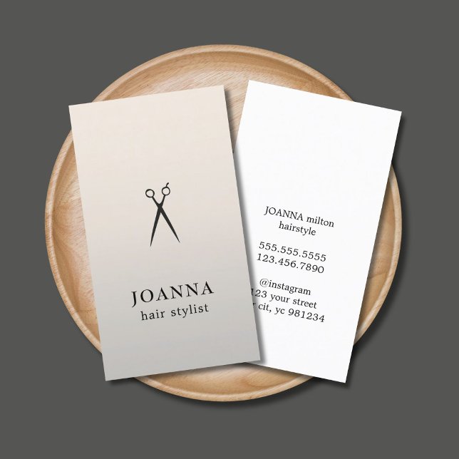 Minimalist Elegant Black Scissors Hair Stylist Business Card (Creator Uploaded)