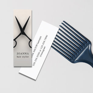 Minimalist Elegant Black Scissors Hair Stylist Mini Business Card