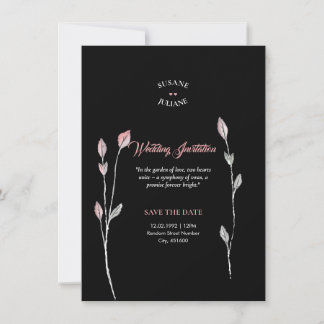 Minimalist Elegant Black Wedding Modern & Sophisti Invitation