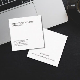 Minimalist Elegant Black White Attorney Square Business Card