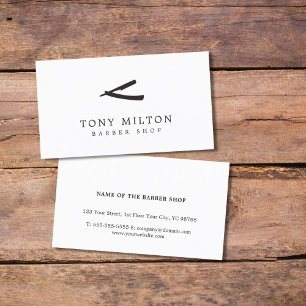 Minimalist Elegant Black White Barber Business Card