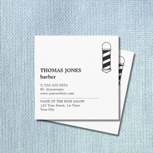 Minimalist Elegant Black White Barber Square Business Card